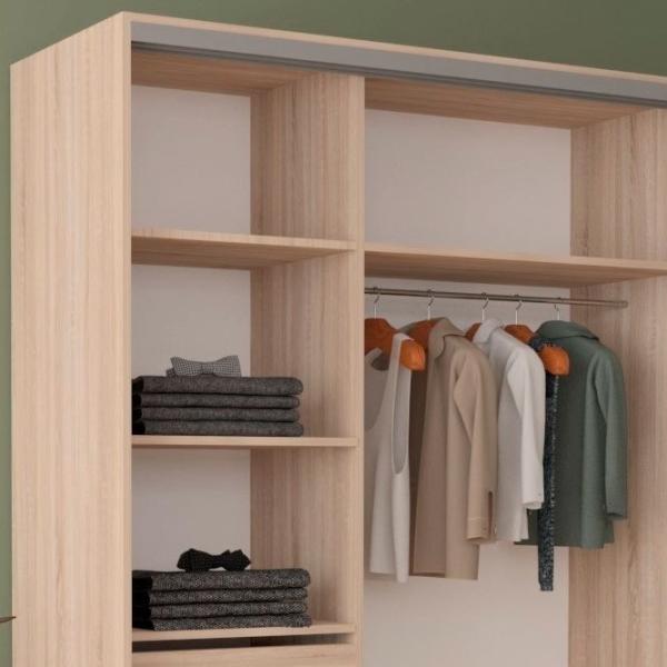 Dulap pentru haine Glisant Mobildor-Lux ARON 1300 K1 3025 130 x 60 x 220 / PAL / Stejar Sonoma photo 5
