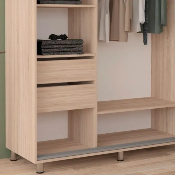 Dulap pentru haine Glisant Mobildor-Lux ARON 1300 K1 3025 130 x 60 x 220 / PAL / Stejar Sonoma photo 6