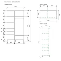 Dulap pentru haine Glisant Mobildor-Lux ARON 1200 K1 2226 120 x 60 x 220 / PAL / Wenghe photo 7