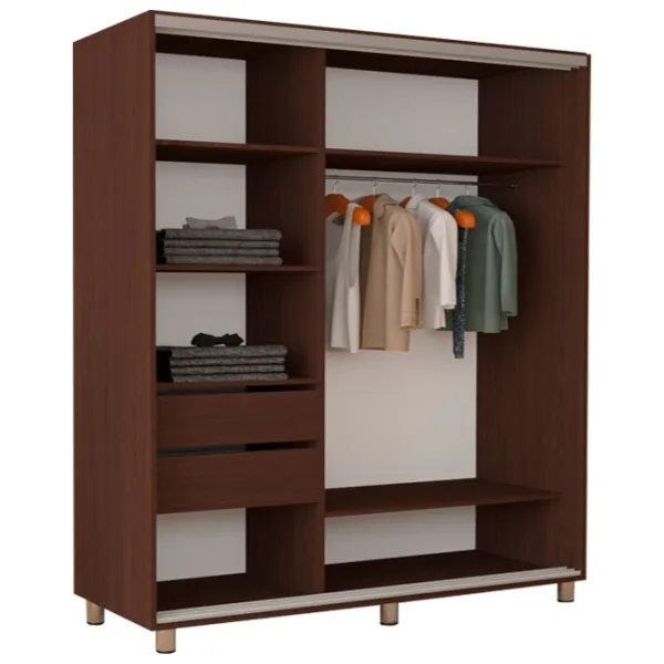 Dulap pentru haine Glisant Mobildor-Lux ARON 1700 K1 2226 170 x 60 x 220 / PAL / Wenghe photo 2