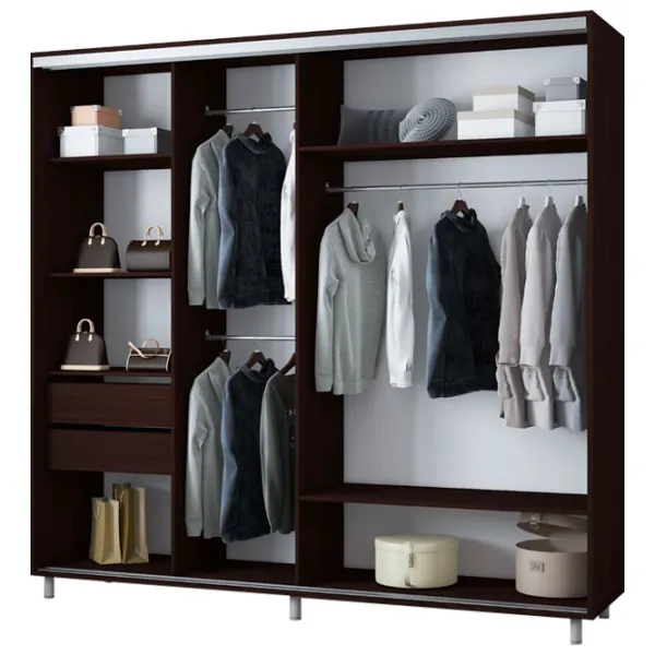 Dulap pentru haine Glisant Mobildor-Lux ARON 2200 K1 2226 220 x 60 x 220 / PAL / Wenghe photo 2