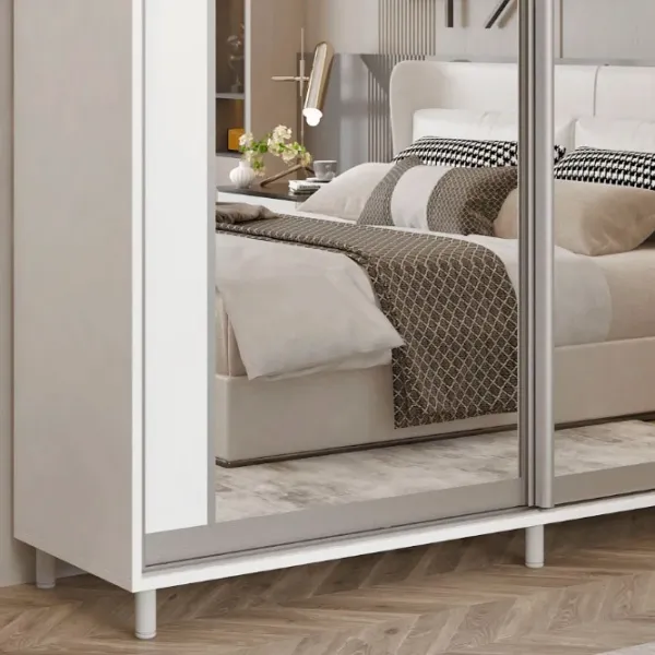 Dulap pentru haine Glisant Mobildor-Lux ARON 1200 K2 8681 120 x 60 x 220 / PAL / Alb briliant photo 4