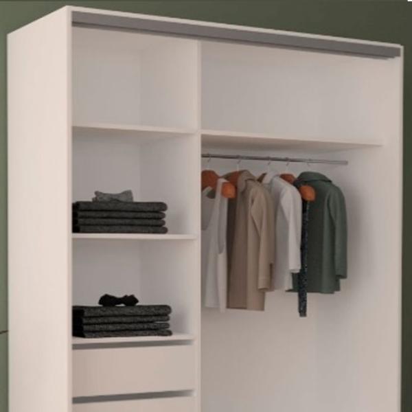 Dulap pentru haine Glisant Mobildor-Lux ARON 1200 K2 8681 120 x 60 x 220 / PAL / Alb briliant photo 5