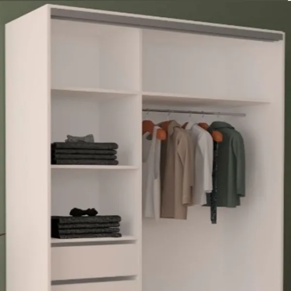 Dulap pentru haine Glisant Mobildor-Lux ARON 1500 K2 8681 150 x 60 x 220 / PAL / Alb briliant photo 5 Dulap pentru haine Glisant Mobildor-Lux ARON 1500 K2 8681 150 x 60 x 220 / PAL / Alb briliant photo 5