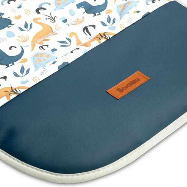 Salteluța pentru cărucior Sensillo Velvet Delux 20711 Bumbac,/ Dinozauri/ Blue photo 3