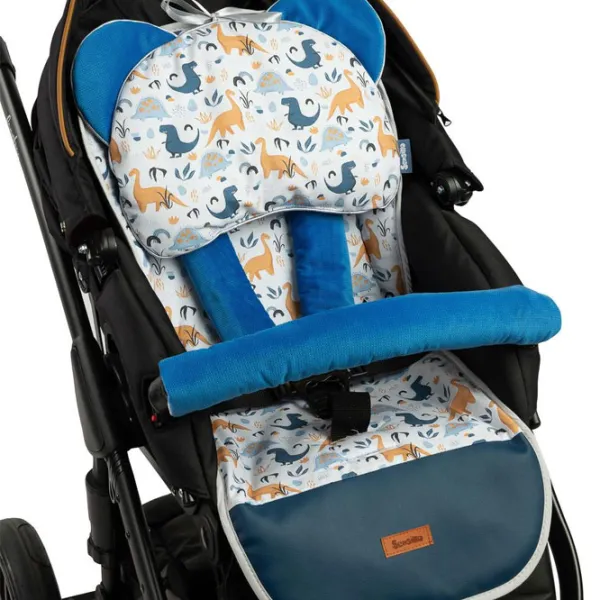Salteluța pentru cărucior Sensillo Velvet Delux 20711 Bumbac,/ Dinozauri/ Blue photo 4