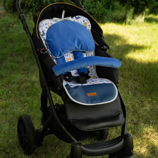 Salteluța pentru cărucior Sensillo Velvet Delux 20711 Bumbac,/ Dinozauri/ Blue photo 5