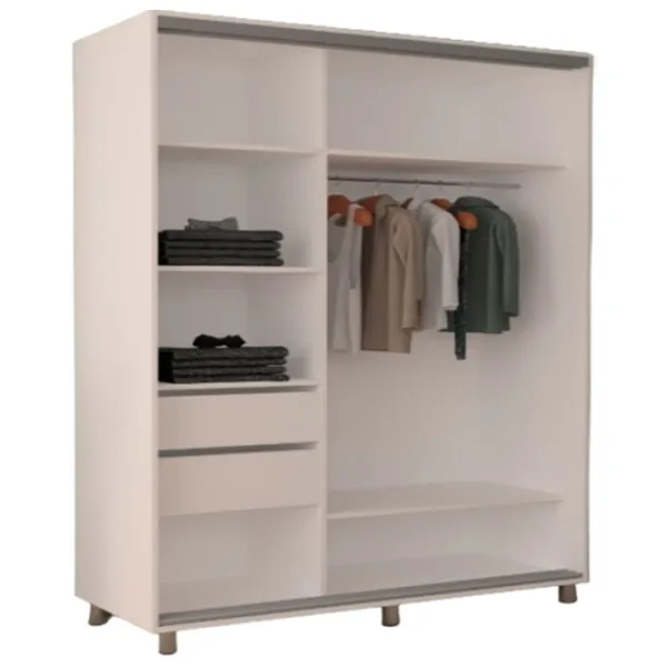 Dulap pentru haine Glisant Mobildor-Lux ARON 1900 K2 8681 190 x 60 x 220 / PAL / Alb briliant photo 2 Dulap pentru haine Glisant Mobildor-Lux ARON 1900 K2 8681 190 x 60 x 220 / PAL / Alb briliant photo 2