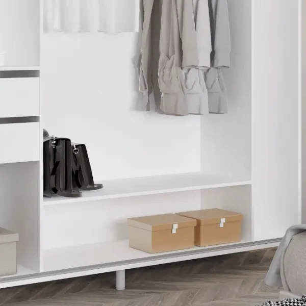 Dulap pentru haine Glisant Mobildor-Lux ARON 2000 K2 8681 200 x 60 x 220 / PAL / Alb briliant photo 6