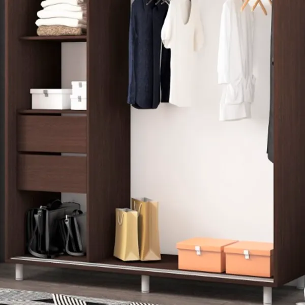 Шкаф cupe Mobildor-Lux ARON S 1900 desen 2226 190 x 60см x 220 / ЛДСП / Венге photo 4
