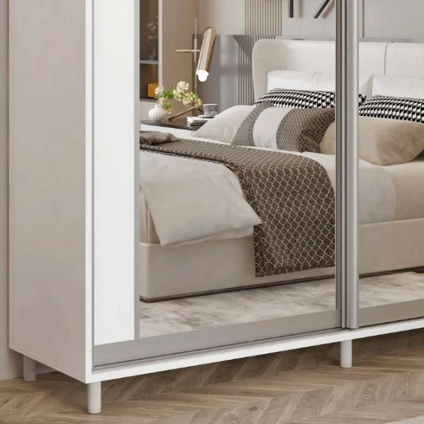 Dulap pentru haine Glisant Mobildor-Lux ARON 2200 K2 8681 220 x 60 x 220 / PAL / Alb briliant photo 4