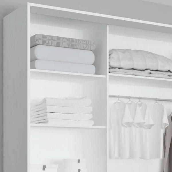 Dulap pentru haine Glisant Mobildor-Lux ARON 2200 K2 8681 220 x 60 x 220 / PAL / Alb briliant photo 5