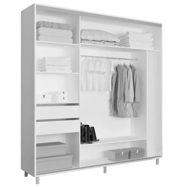 Dulap pentru haine Glisant Mobildor-Lux ARON 2300 K2 8681 230 x 60 x 220 / PAL / Alb briliant photo 2 Dulap pentru haine Glisant Mobildor-Lux ARON 2300 K2 8681 230 x 60 x 220 / PAL / Alb briliant photo 2