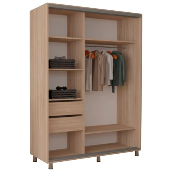 Dulap pentru haine Glisant Mobildor-Lux ARON 1000 K2 3025 100 x 60 x 220 / PAL / Stejar Sonoma photo 2