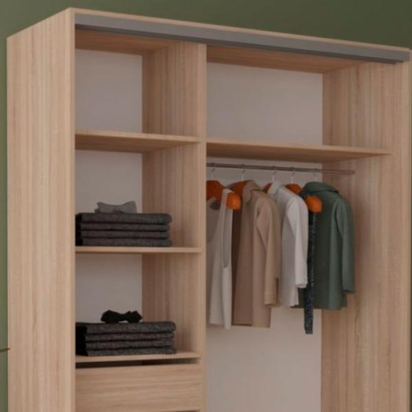 Dulap pentru haine Glisant Mobildor-Lux ARON 1000 K2 3025 100 x 60 x 220 / PAL / Stejar Sonoma photo 5