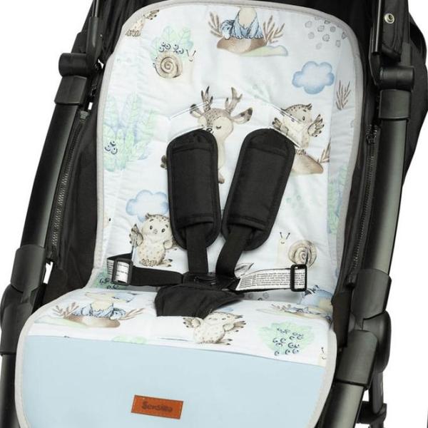 Salteluța pentru cărucior Sensillo Velvet 207531 Bumbac, polister/ Animale/ Light Blue photo 5