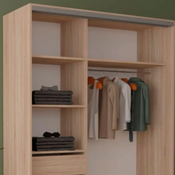 Dulap pentru haine Glisant Mobildor-Lux ARON 1200 K2 3025 120 x 60 x 220 / PAL / Stejar Sonoma photo 5 Dulap pentru haine Glisant Mobildor-Lux ARON 1200 K2 3025 120 x 60 x 220 / PAL / Stejar Sonoma photo 5
