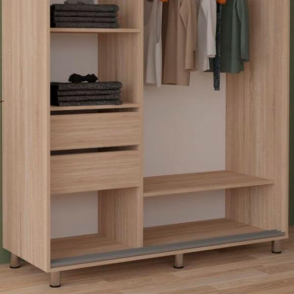 Dulap pentru haine Glisant Mobildor-Lux Aron 1700 K2 3025 170 x 60 x 220 / PAL / Stejar Sonoma photo 6