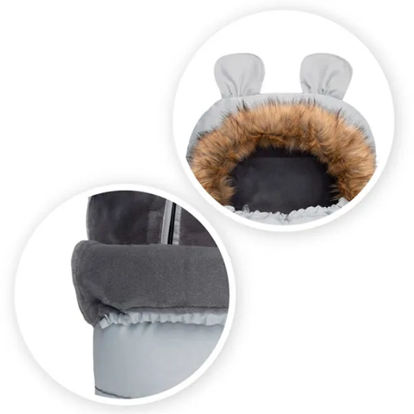 Husă pentru cărucior MoMi Footmuf Blană artificială, poliester/ Gray photo 3