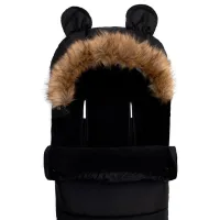 Husă pentru cărucior MoMi Footmuf Blană artificială, poliester/ Black photo 2