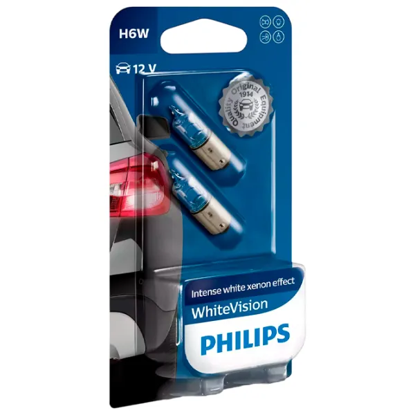 Lampă auto Philips 12036WHVB2 Halogen/ H6W/ BAX9s/ 6 W/ 125lm photo 2