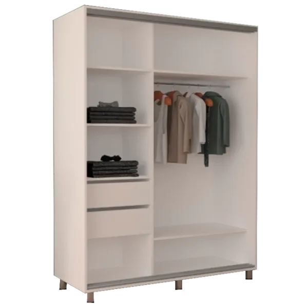 Dulap cupe Mobildor-Lux ARON 1800 desen 8681 180 x 60 x 220 / LPAL / Alb briliant photo 2