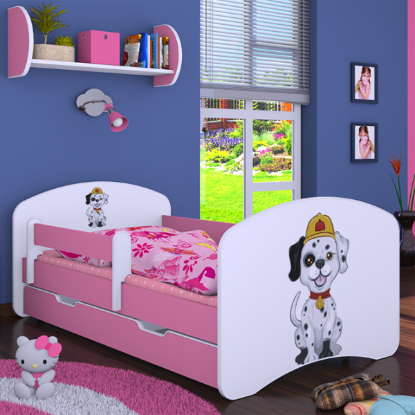 Pat pentru copii Happy Babies Happy Fire Dog 80 x 160 cm/ Placa/ White photo 4