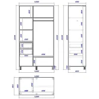 Dulap cupe Mobildor-Lux ARON 1200 K 8681 120 x 60 x 220 / PAL / Alb briliant photo 3