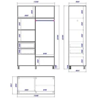 Dulap cupe Mobildor-Lux ARON 1300 K 8681 130 x 60 x 220 / PAL / Alb briliant photo 3