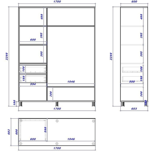 Dulap cupe Mobildor-Lux ARON 1700 K 8681 170 x 60 x 220 / PAL / Alb briliant photo 3