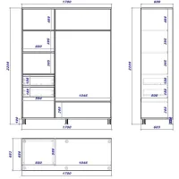 Dulap cupe Mobildor-Lux ARON 1700 K 8681 170 x 60 x 220 / PAL / Alb briliant photo 3