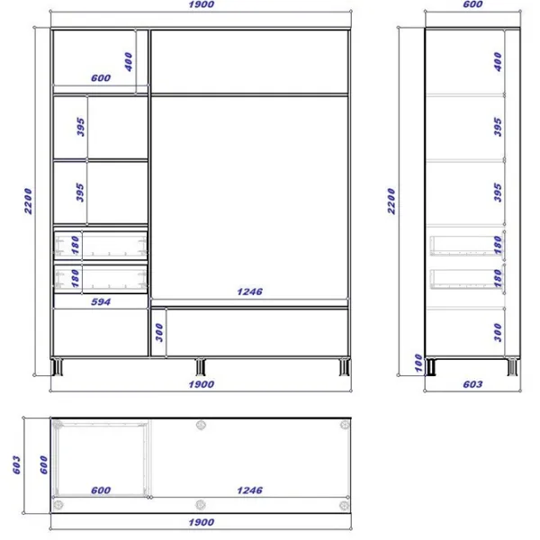 Dulap cupe Mobildor-Lux ARON 1900 K 8681 190 x 60 x 220 / PAL / Alb briliant photo 3