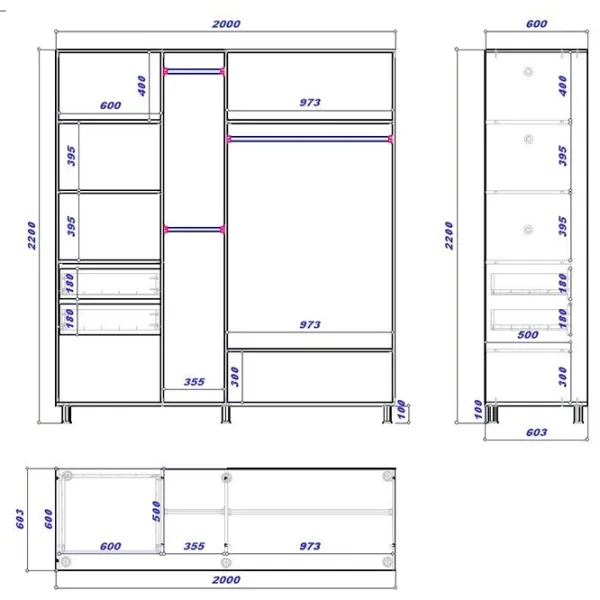 Dulap cupe Mobildor-Lux ARON 1900 K 8681 200 x 60 x 220 / PAL / Alb briliant photo 3