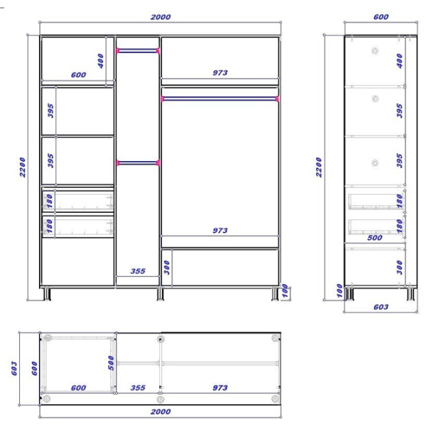 Dulap cupe Mobildor-Lux ARON 1900 K 8681 200 x 60 x 220 / PAL / Alb briliant photo 3