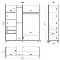 Dulap cupe Mobildor-Lux ARON 1900 K 8681 200 x 60 x 220 / PAL / Alb briliant photo 3
