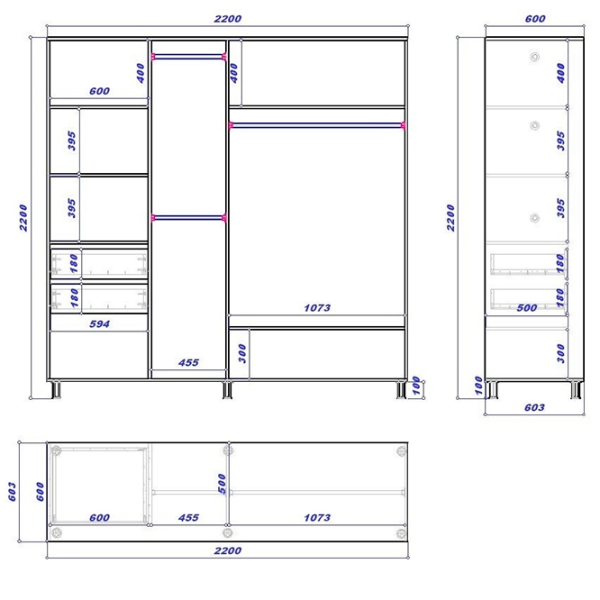 Шкаф cupe Mobildor-Lux ARON 2200 K 8681 220 x 60см x 220 / ЛДСП / Бриллиантовый белый photo 3 Шкаф cupe Mobildor-Lux ARON 2200 K 8681 220 x 60см x 220 / ЛДСП / Бриллиантовый белый photo 3