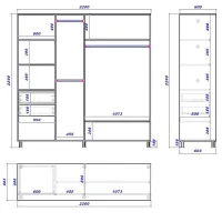 Шкаф cupe Mobildor-Lux ARON 2200 K 8681 220 x 60см x 220 / ЛДСП / Бриллиантовый белый photo 3