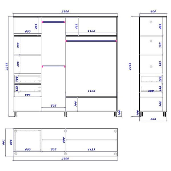 Dulap cupe Mobildor-Lux ARON 2300 K 8681 230 x 60 x 220 / PAL / Alb briliant photo 3 Dulap cupe Mobildor-Lux ARON 2300 K 8681 230 x 60 x 220 / PAL / Alb briliant photo 3
