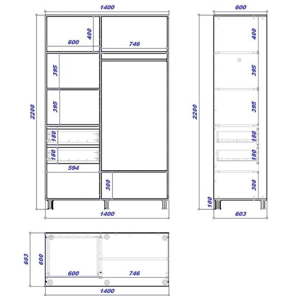 Dulap cupe Mobildor-Lux ARON 1400 K 3025 140 x 60 x 220 / PAL / Stejar Sonoma photo 4