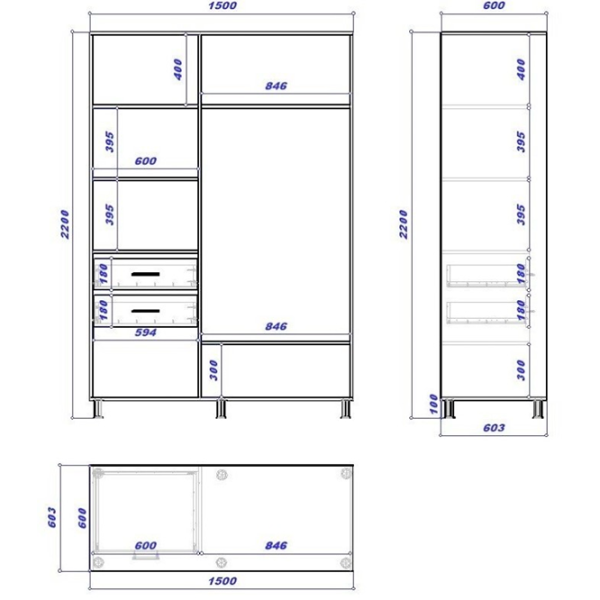 Шкаф cupe Mobildor-Lux ARON 1500 K 3025 150 x 60см x 220 / ЛДСП / Дуб Сонома photo 3 Шкаф cupe Mobildor-Lux ARON 1500 K 3025 150 x 60см x 220 / ЛДСП / Дуб Сонома photo 3