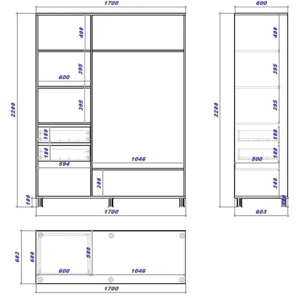 Шкаф cupe Mobildor-Lux ARON 1700 K 3025 170 x 60см x 220 / ЛДСП / Дуб Сонома photo 3