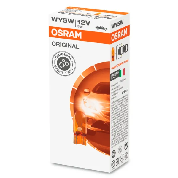 Автомобильная лампа Osram 2827 Накал/ WY5W/ W2.1x9.5d/ 13.5 Вт/ 30лм photo 2 Автомобильная лампа Osram 2827 Накал/ WY5W/ W2.1x9.5d/ 13.5 Вт/ 30лм photo 2