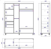 Dulap cupe Mobildor-Lux ARON 2000 K 3025 200 x 60 x 220 / PAL / Stejar Sonoma photo 3