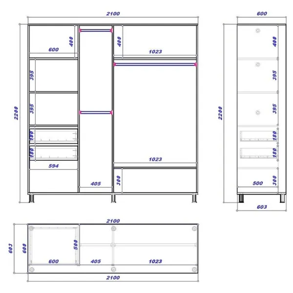 Dulap cupe Mobildor-Lux ARON 2100 K 3025 210 x 60 x 220 / PAL / Stejar Sonoma photo 3