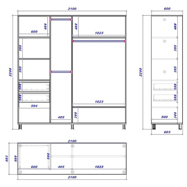 Dulap cupe Mobildor-Lux ARON 2100 K 3025 210 x 60 x 220 / PAL / Stejar Sonoma photo 3