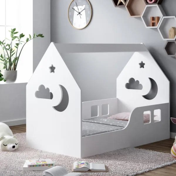 Детская кровать Happy Babies House Cloud 70 x 140 см / ЛДСП / Белый photo 4