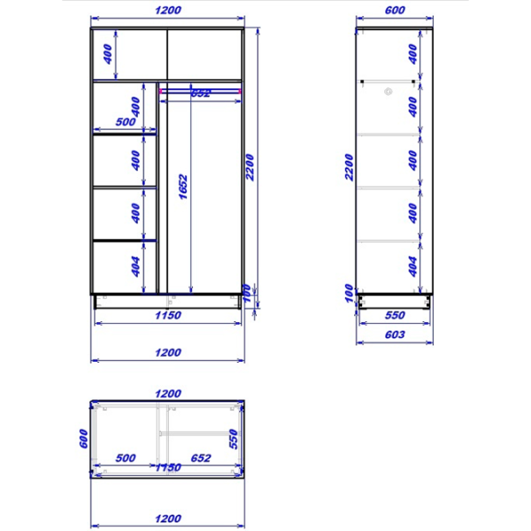 Dulap cupe Mobildor-Lux Fox 1200 2226 120 x 60 x 220 / PAL / Wenghe photo 3
