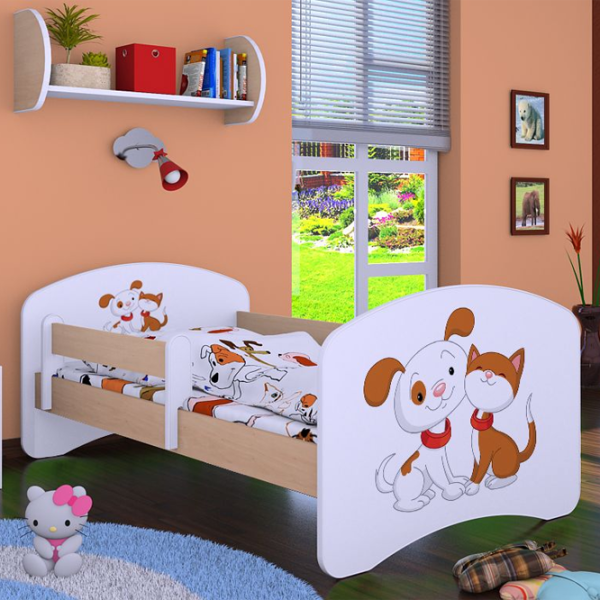 Pat pentru copii Happy Babies Happy Dog and Cat 80 x 160 cm/ Placa/ White photo 4