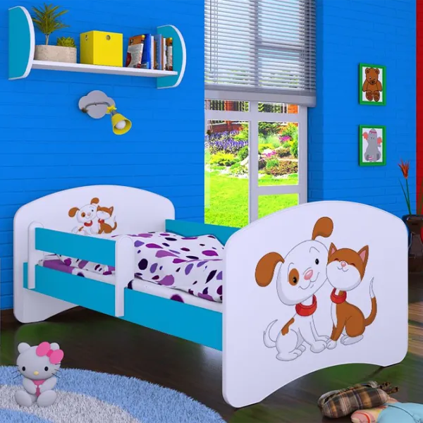 Pat pentru copii Happy Babies Happy Dog and Cat 80 x 160 cm/ Placa/ White photo 4