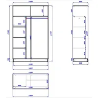 Dulap cupe Mobildor-Lux Fox 1400 3025 140 x 60 x 220 / PAL / Stejar Sonoma photo 3
